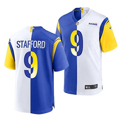 Men's Royal/White Los Angeles Rams #9 Matthew Stafford Split Stitched Football Jersey